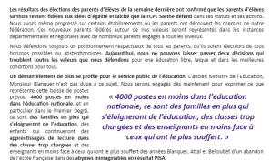 La 1e fédération des parents d’élèves de Sarthe tire la sonnette d’alarme 