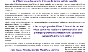 La 1e fédération des parents d'élèves est très inquiète